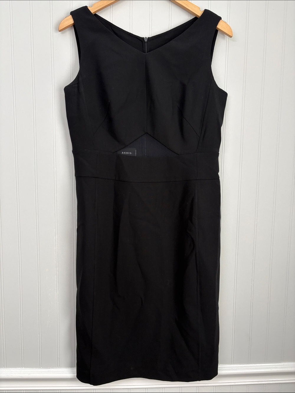 Akris Punto Wool Blend Knee Length Cut Out Dress Women Size 10 Black